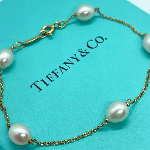 Tiffany & Co. 18k Rose Gold Peretti Pearls By The Yard Bracelet 7” - Picture 1 of 6